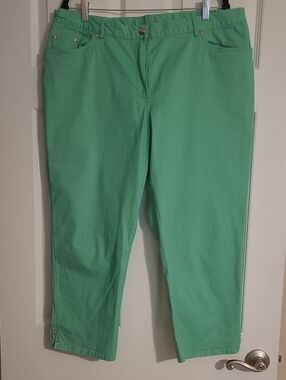 hearts of palm Mint Green Denim Capri Pants Size 18